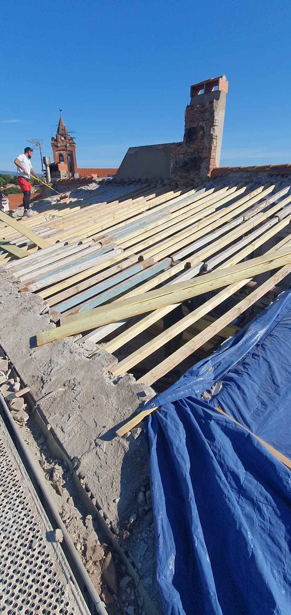 Détail de travaux réalisés sur une toiture