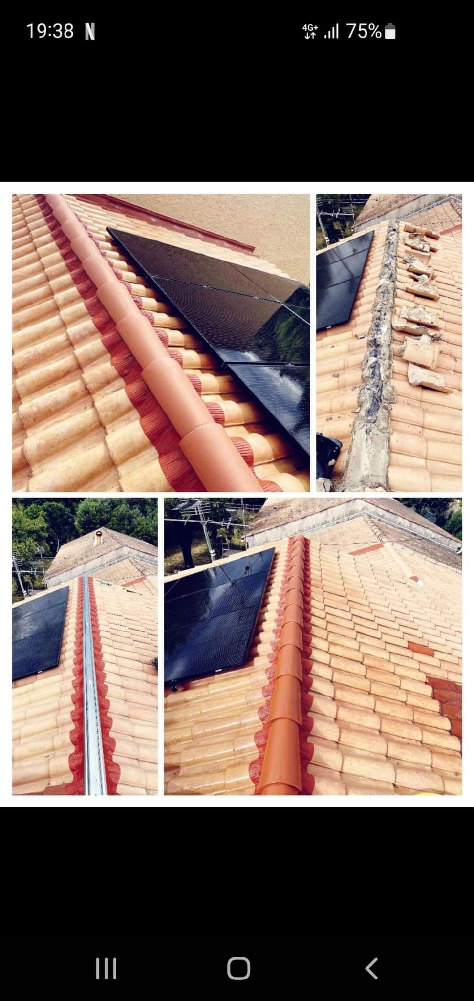 Travaux réalisés sur une couverture en tuiles