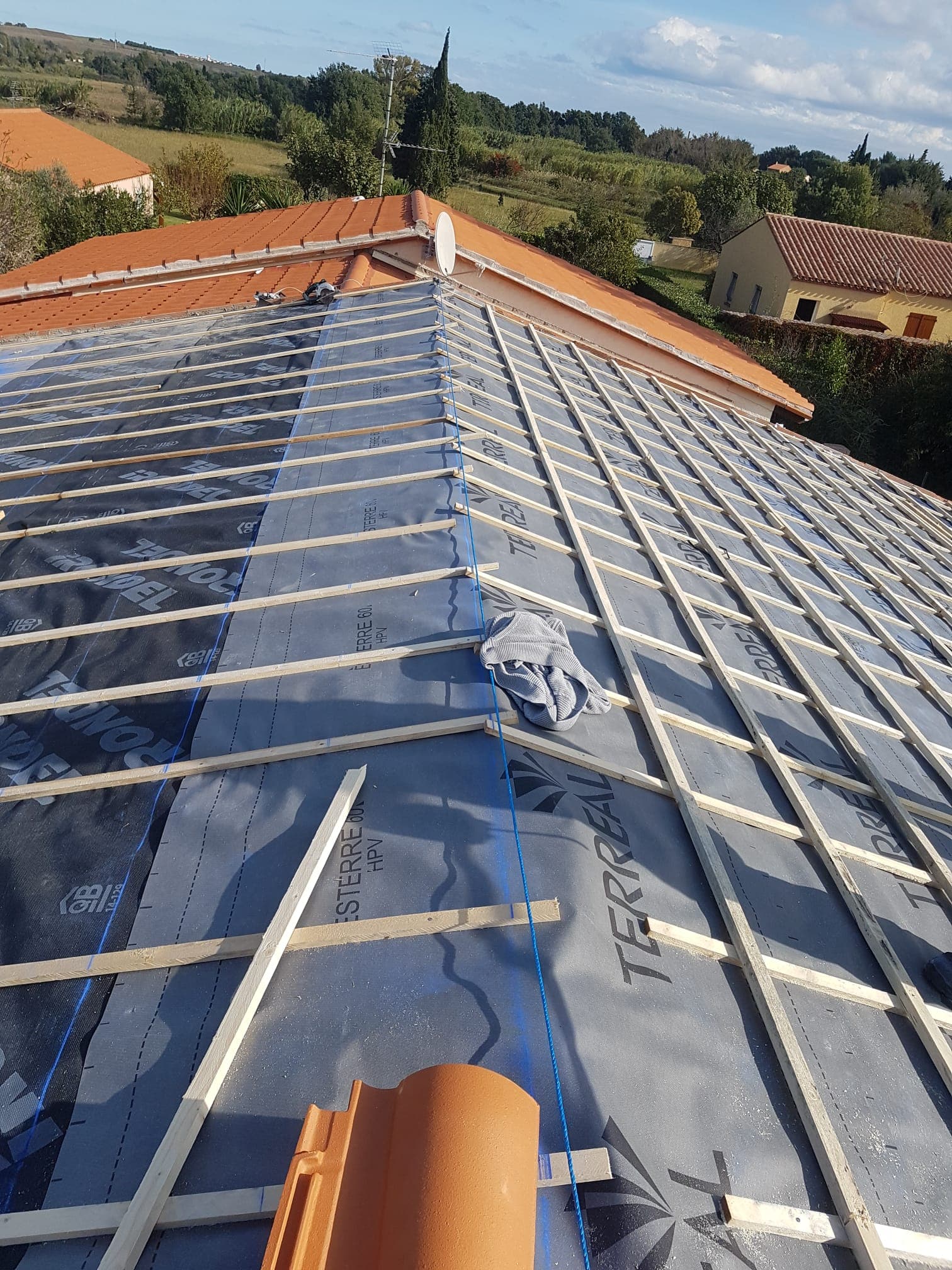 Travaux réalisés sur une couverture en tuiles